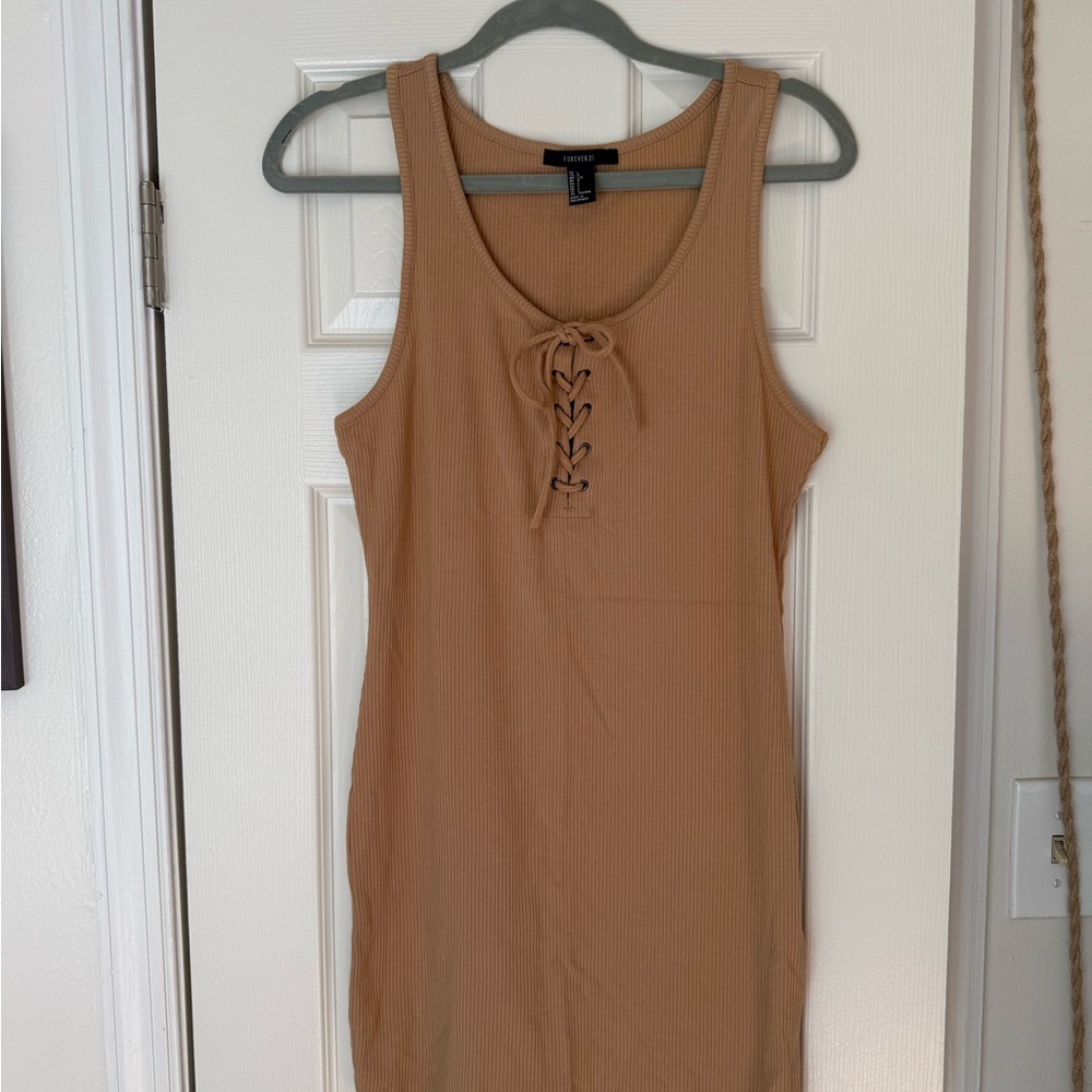 Forever 21 Beige Ribbed Dress
